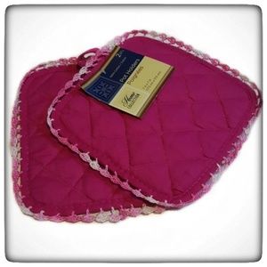 Pink Hanging Potholder Square Set-Handmade 
